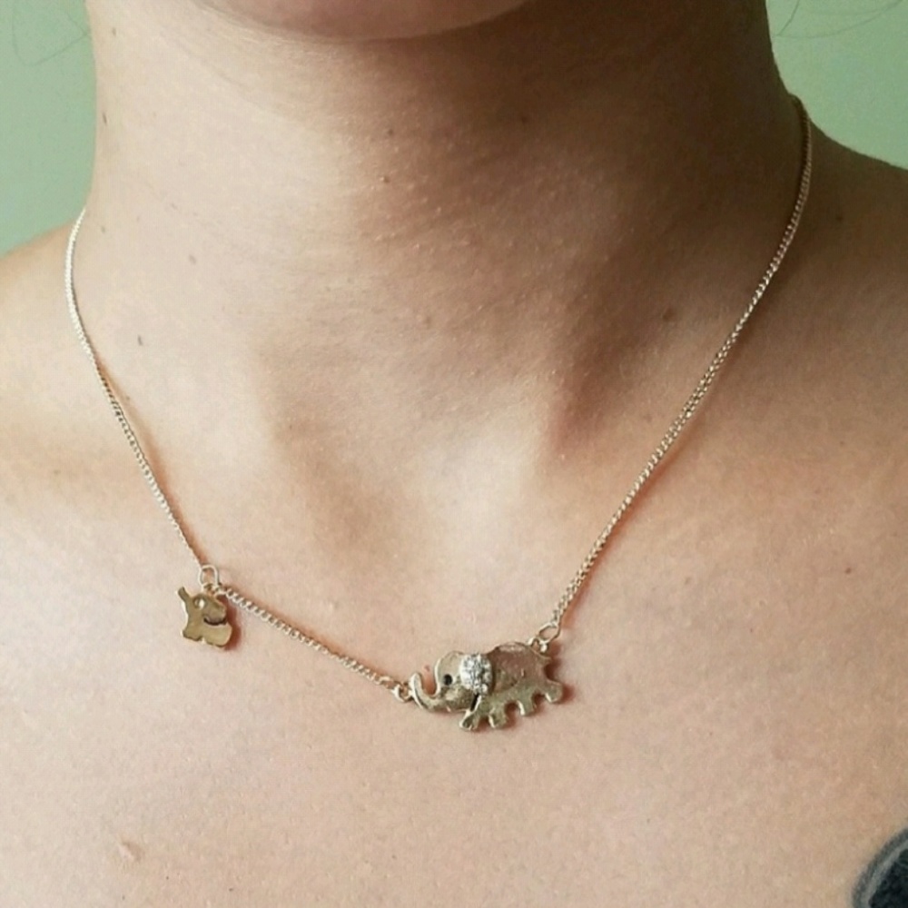 Gold Elephant Necklace Baby and Mother